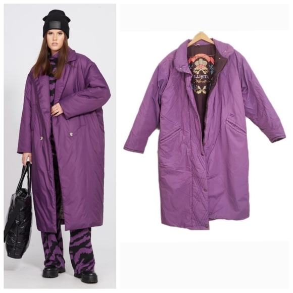 Luhta Jackets & Blazers - Luhta 80s Streetwear Monochromatic  Long Duvet Puffy Coat Purple Size 10